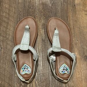 Justice Brown and Silver Braided Sandals